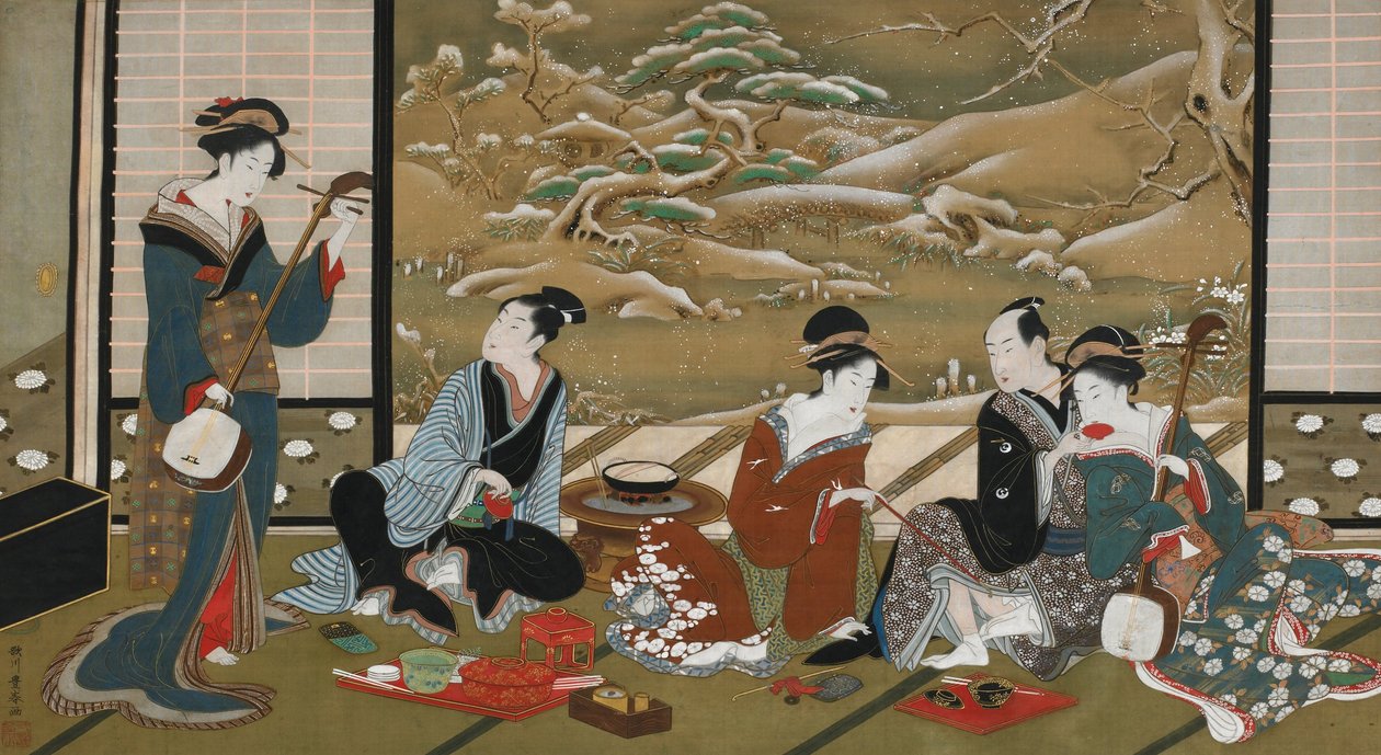 Una fiesta de invierno de Utagawa Toyoharu