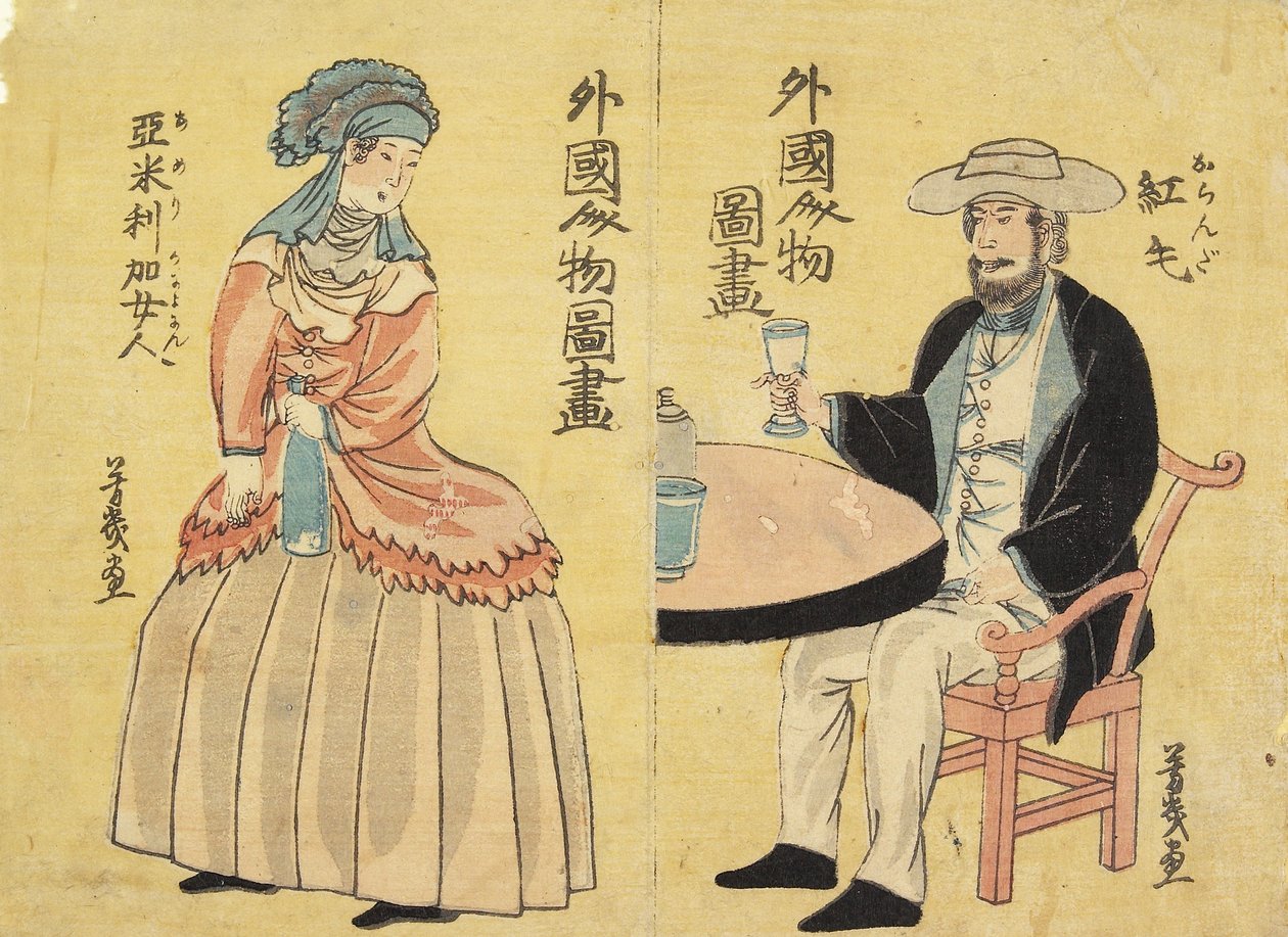 Mujer holandesa (derecha), mujer americana (izquierda) de Utagawa Yoshiiku