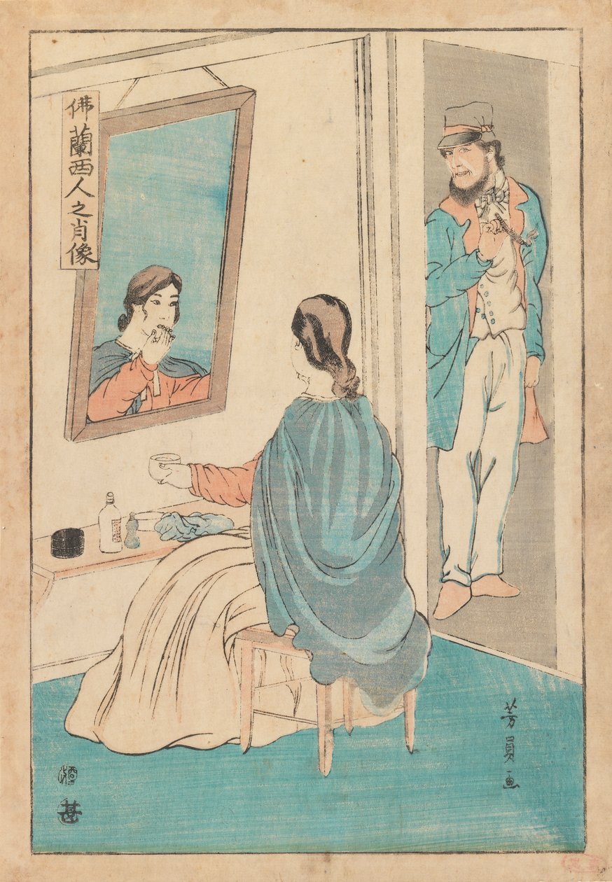Comerciante y esposa, c.1860 de Utagawa Yoshikazu