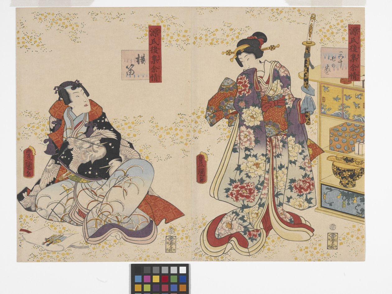 Kapitel 37, Die Flöte (Yokobue) von Utagawa (1786-1865) Kunisada