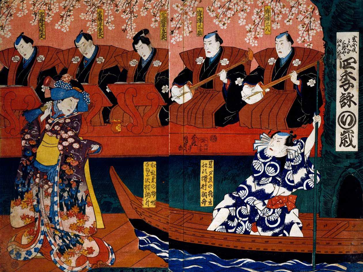 Shiki no Nagame Maru-ni-I no Toshi, actor Toshi, escena de Las Cuatro Estaciones de Utagawa Kunisada