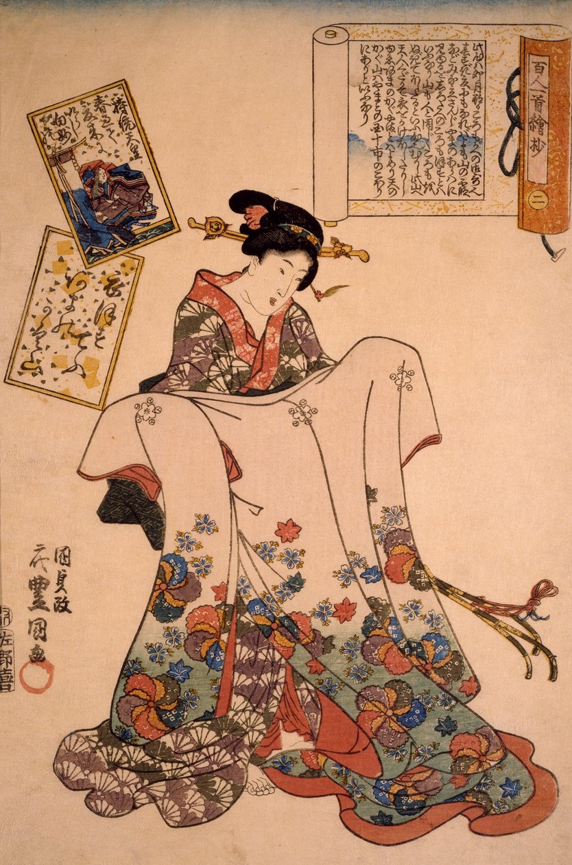 Mujer con vestidos suntuosos de Utagawa Kunisada