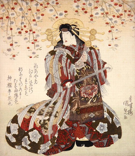 Iwai Kumesaburo II como Agemaki en Sukeroku yukari no Edo zakura c.1830 de Utagawa Kunisada