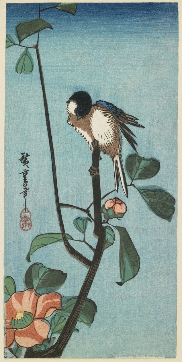(Carbonero en Camelia), 1830-1858 de Utagawa Hiroshige
