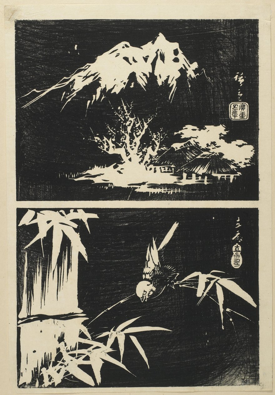 (Dos imágenes de litografía), mediados del siglo XIX de Utagawa Hiroshige