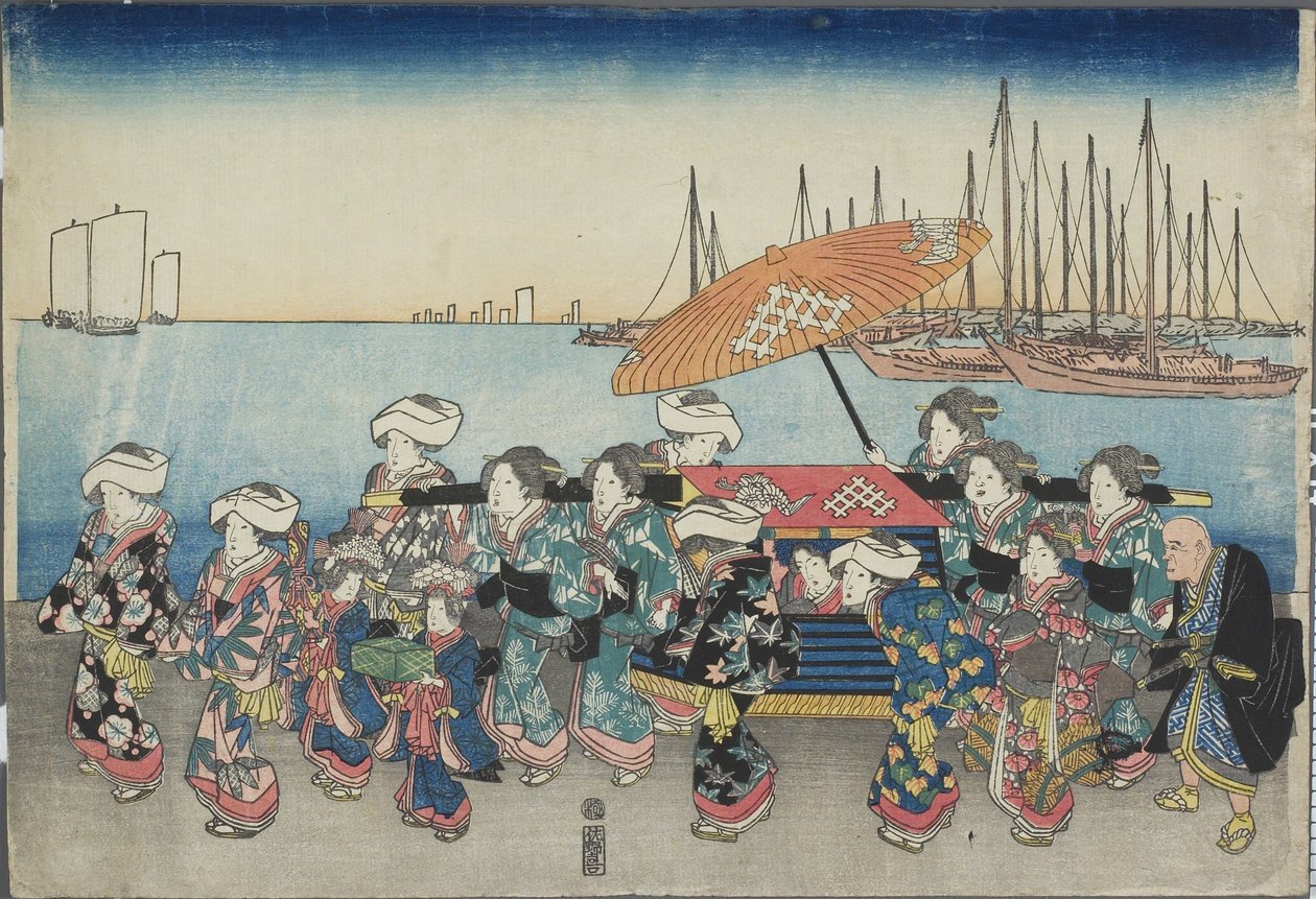 Procesión de boda, mediados del siglo XIX de Utagawa Hiroshige