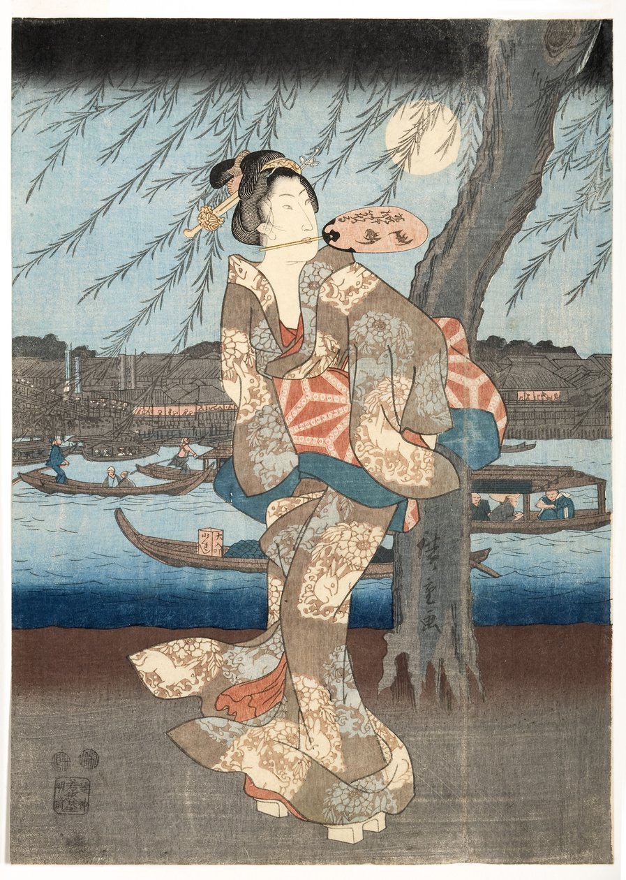 Una Fresca Noche de Verano en Ryogoku, 1848-51 de Utagawa Hiroshige
