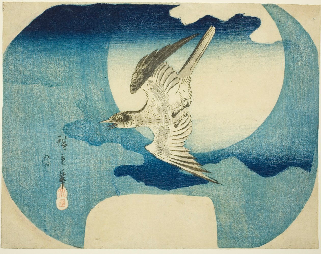 Un cuco contra la luna de Utagawa Hiroshige