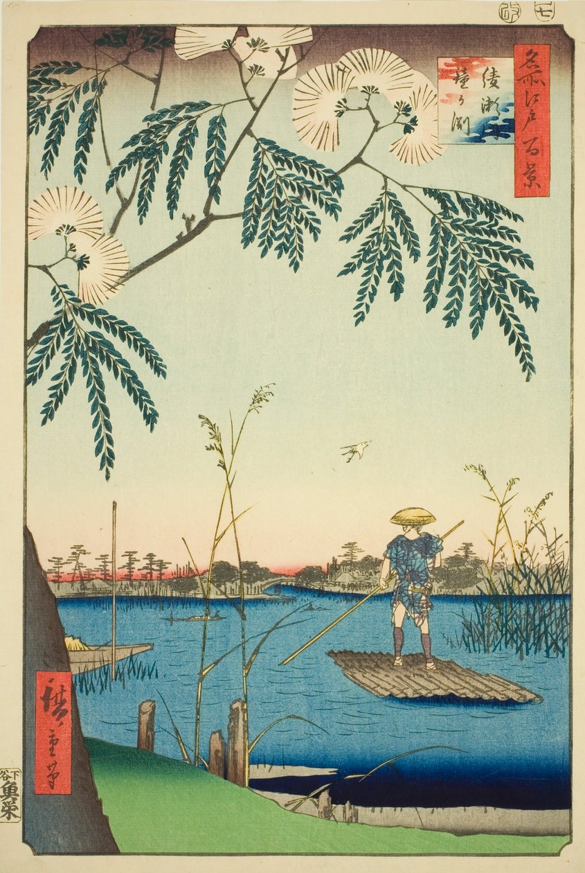 Río Ayase y Kanegafuchi, de la serie "Cien Vistas Famosas de Edo" de Utagawa Hiroshige