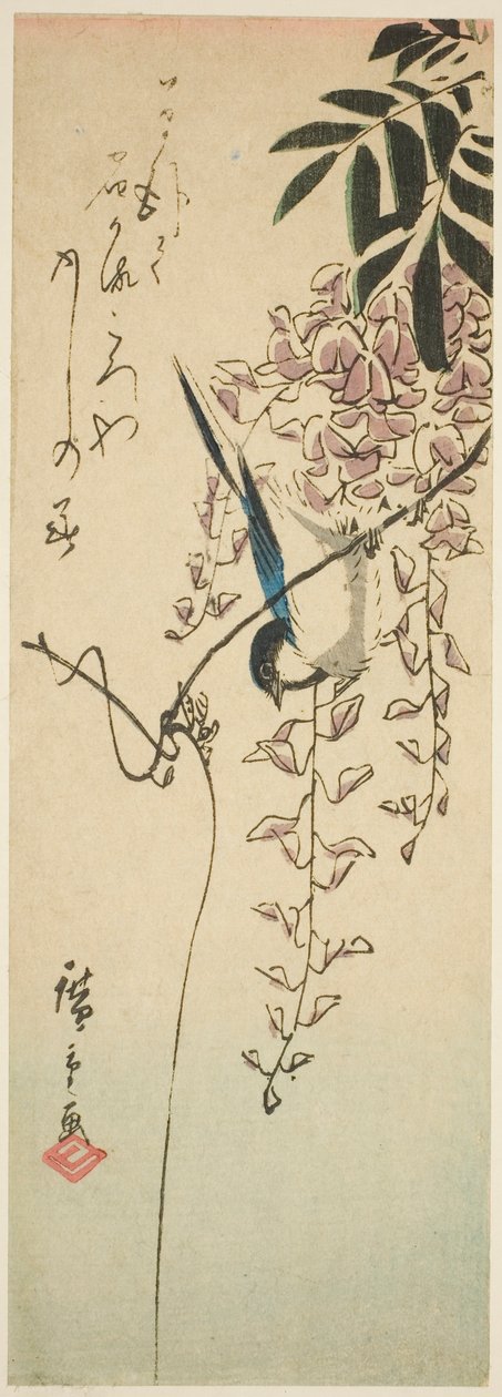 Pájaro en glicinia de Utagawa Hiroshige