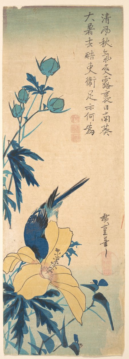 Pájaro azul de Utagawa Hiroshige