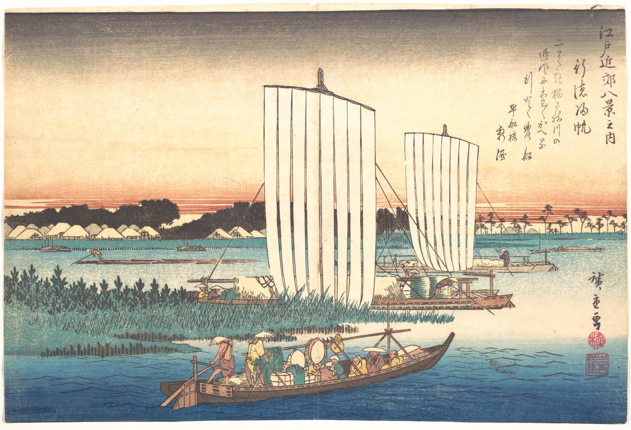 Barcos que regresan a Gyotoku de Utagawa Hiroshige