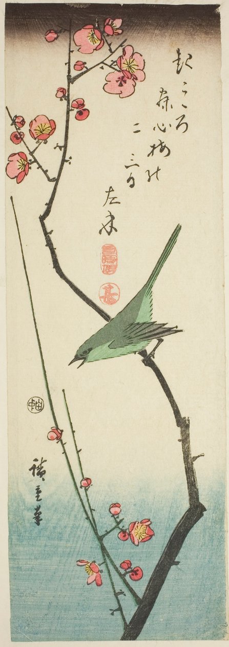 Ruiseñor en rama de ciruelo de Utagawa Hiroshige
