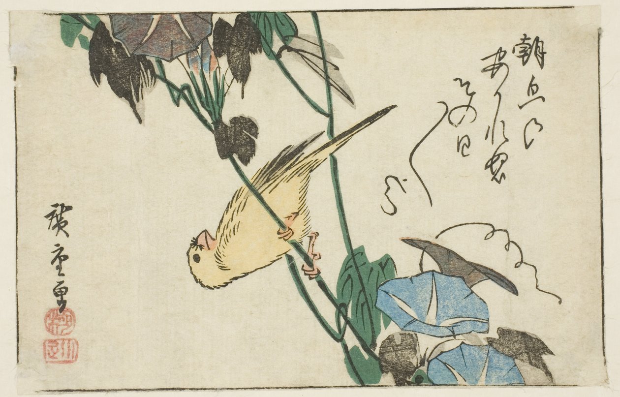 Canario y glorias de la mañana de Utagawa Hiroshige