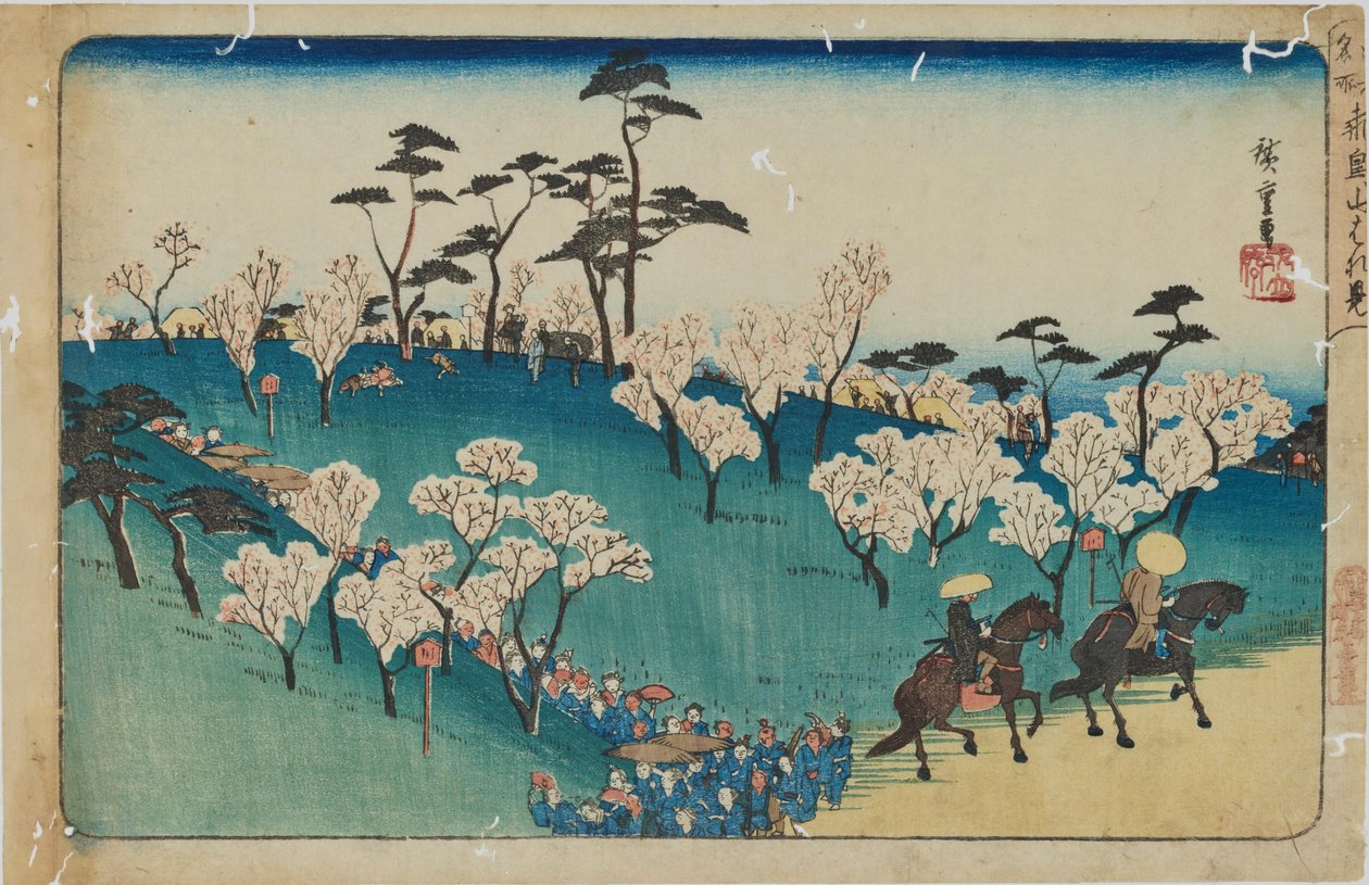 «Contemplación de los cerezos en flor en la colina de Asuka», de la serie «Lugares famosos de Edo» de Utagawa Hiroshige