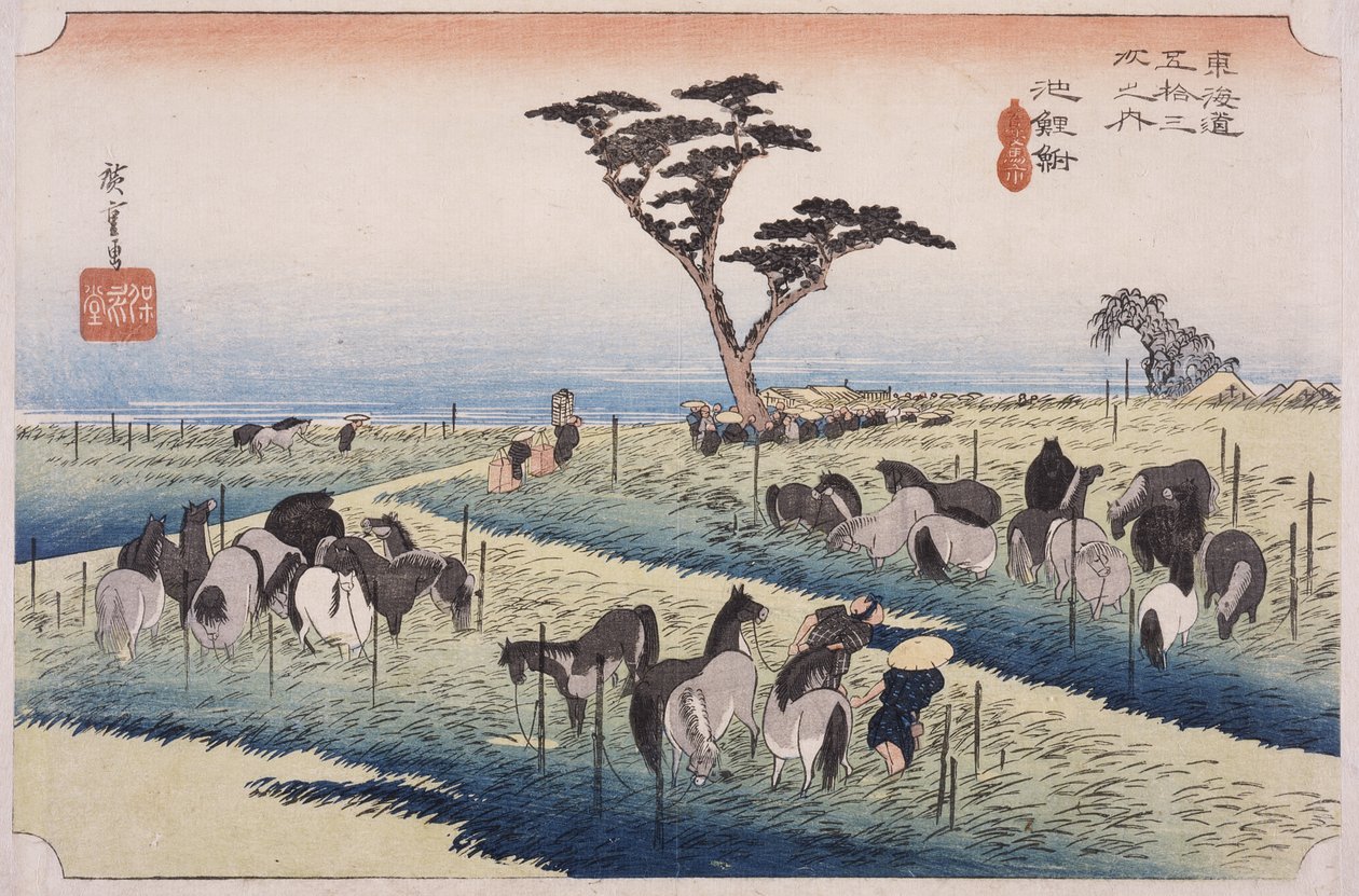 Chiryū: feria de caballos de comienzos del verano de Utagawa Hiroshige