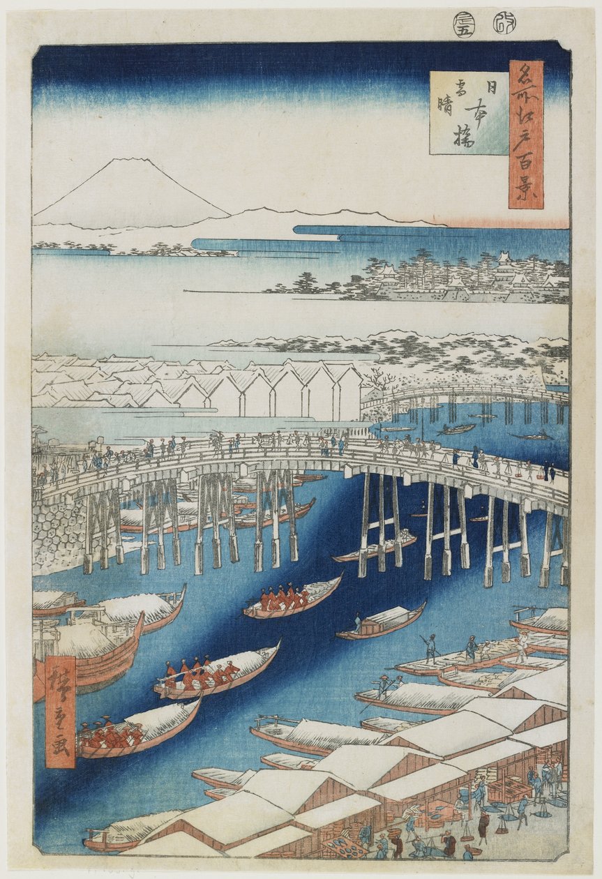 Clima despejado después de la nieve, puente Nihonbashi, mayo 1856 de Utagawa Hiroshige