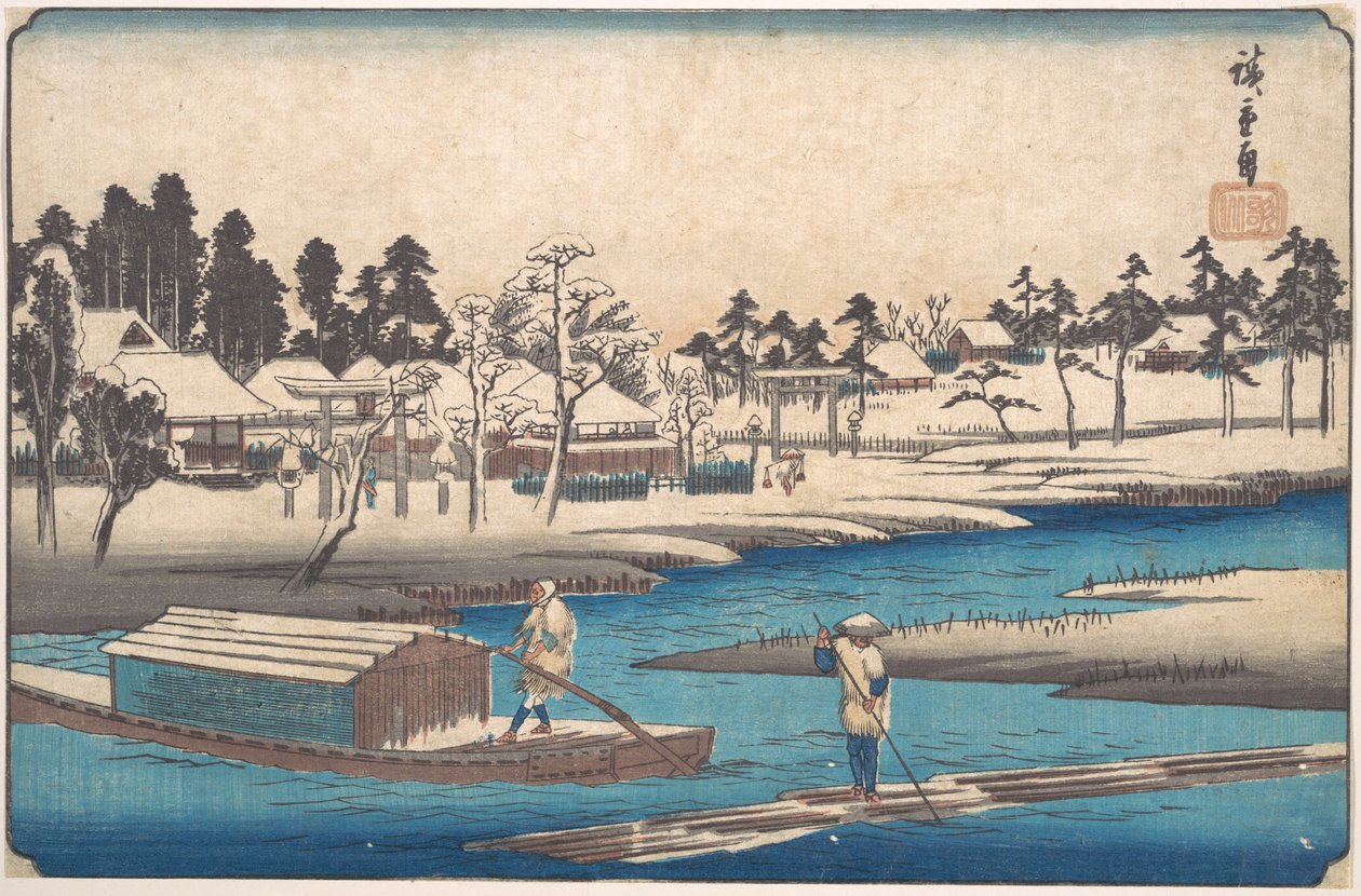 El tiempo se aclara tras la nevada en Massaki de Utagawa Hiroshige