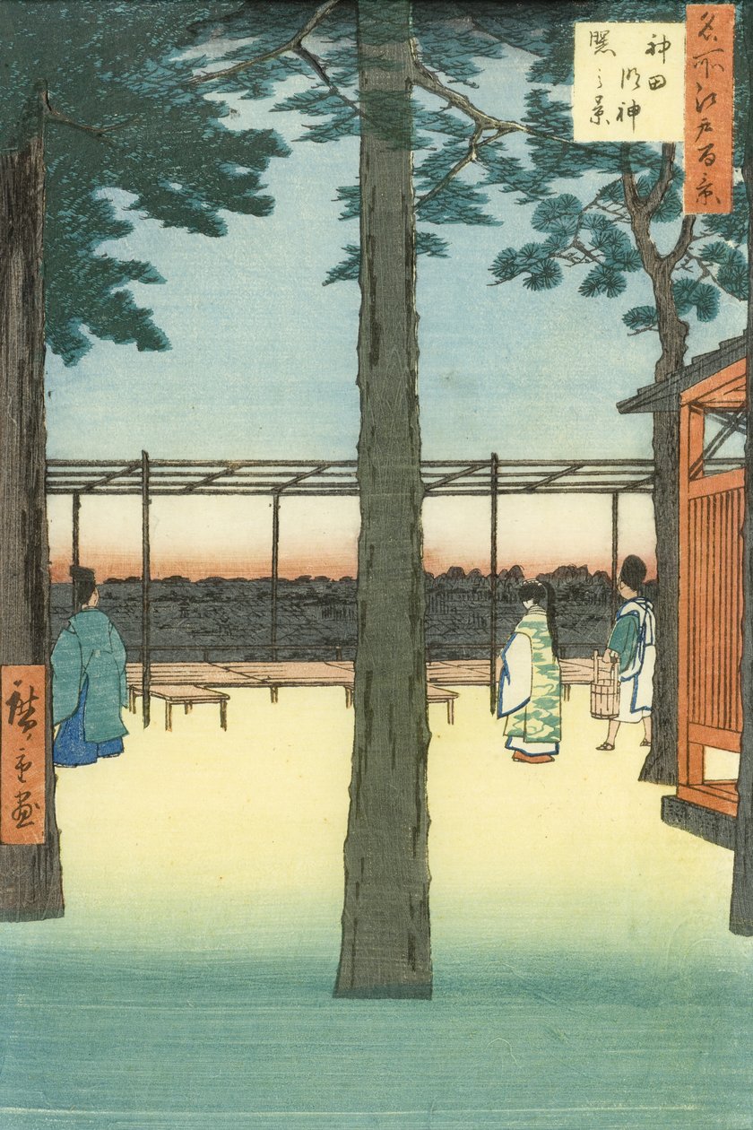 Amanecer en el santuario Kanda Myōjin de Utagawa Hiroshige