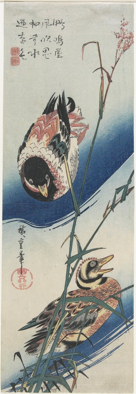 Patos y juncos, 1834-1839 de Utagawa Hiroshige