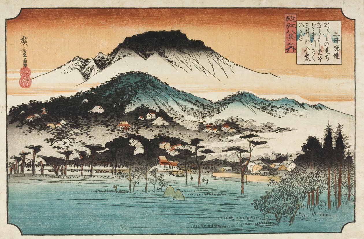 La campana del atardecer en Miidera de Utagawa Hiroshige