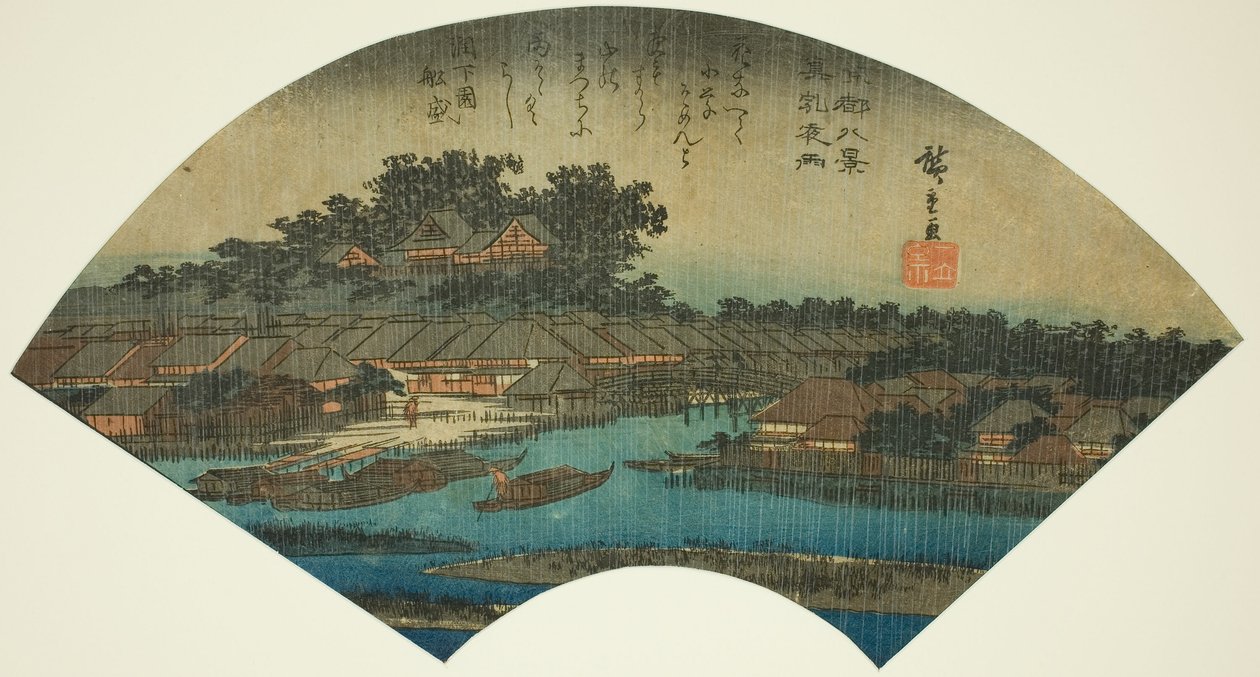 Lluvia vespertina en Matsuchiyama, de la serie "Ocho vistas de la capital oriental" de Utagawa Hiroshige