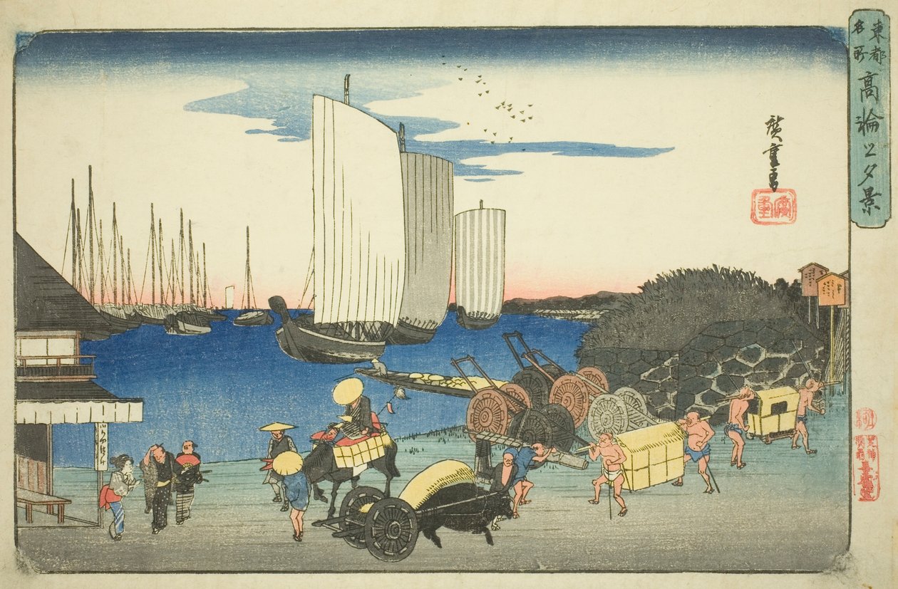 Vista nocturna de Takanawa, de la serie "Lugares famosos en la capital oriental (Toto meisho)" de Utagawa Hiroshige