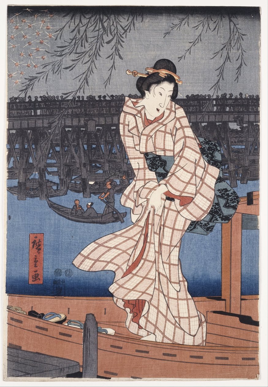 Atardecer en el río Sumida de Utagawa Hiroshige