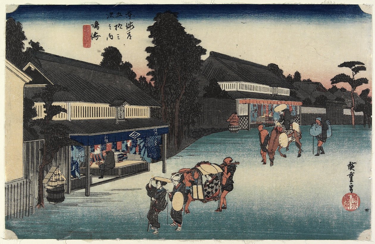 Famosa tela de Arimatsu, Narumi, c. 1833 de Utagawa Hiroshige
