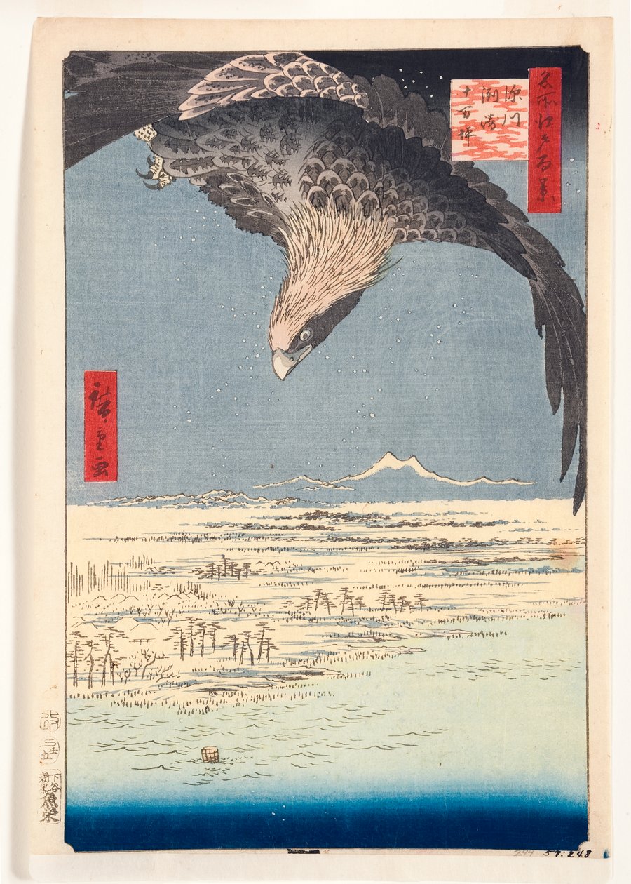 Fukagawa Susaki y Jumantsubo, 1857 de Utagawa Hiroshige