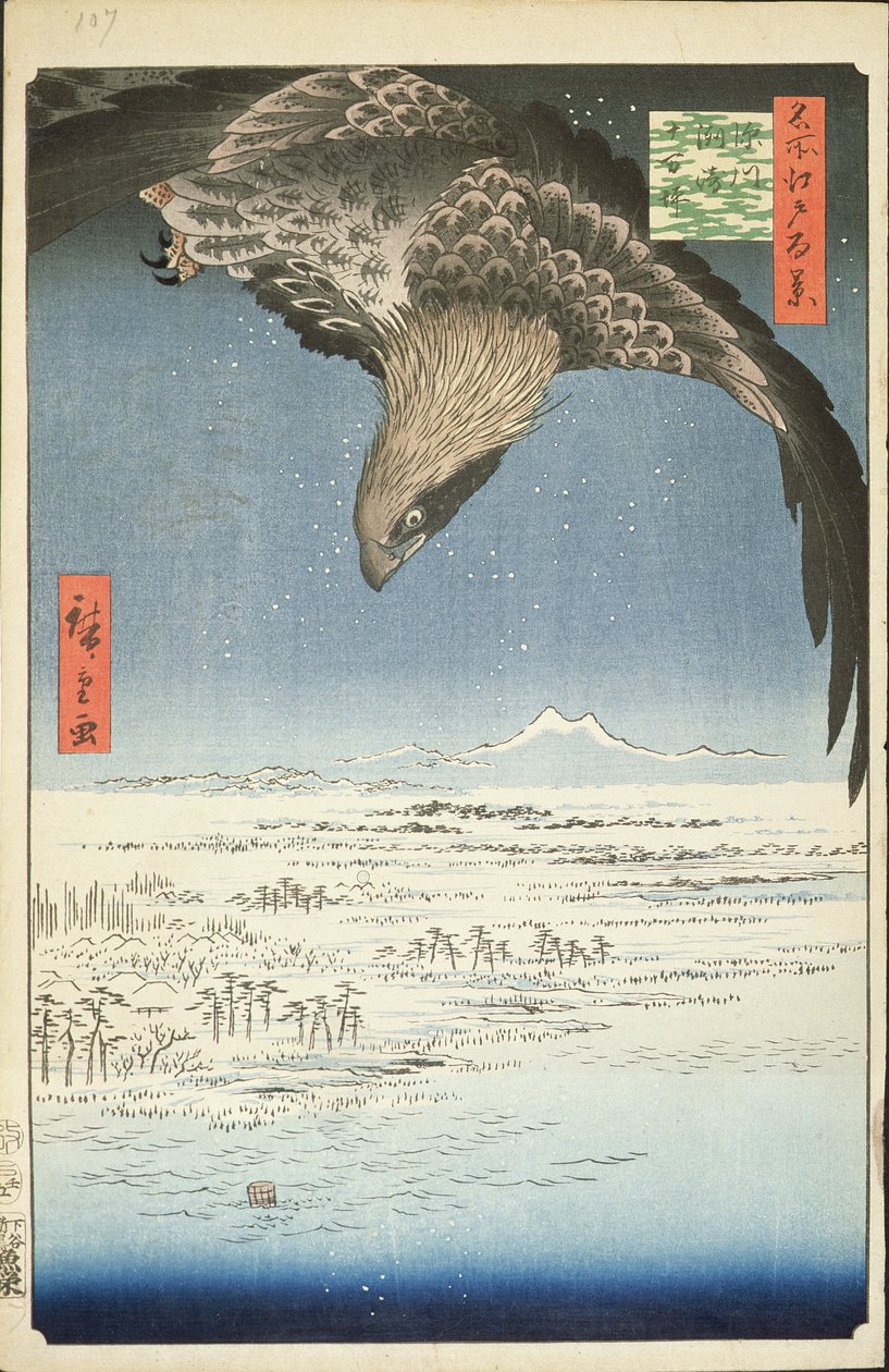 Fukagawa Susaki y Jumantsubo, no.107 de Cien vistas famosas de Edo, 1857 de Utagawa Hiroshige