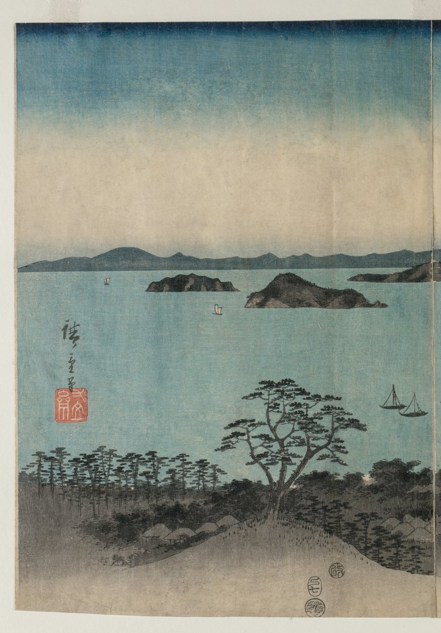 Luna llena en Kanazawa, Musashi de Utagawa Hiroshige