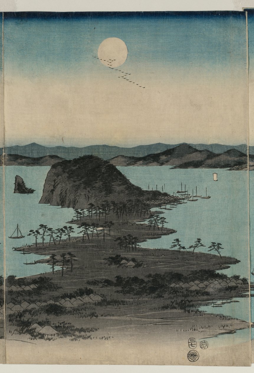 Luna llena en Kanazawa, Musashi de Utagawa Hiroshige