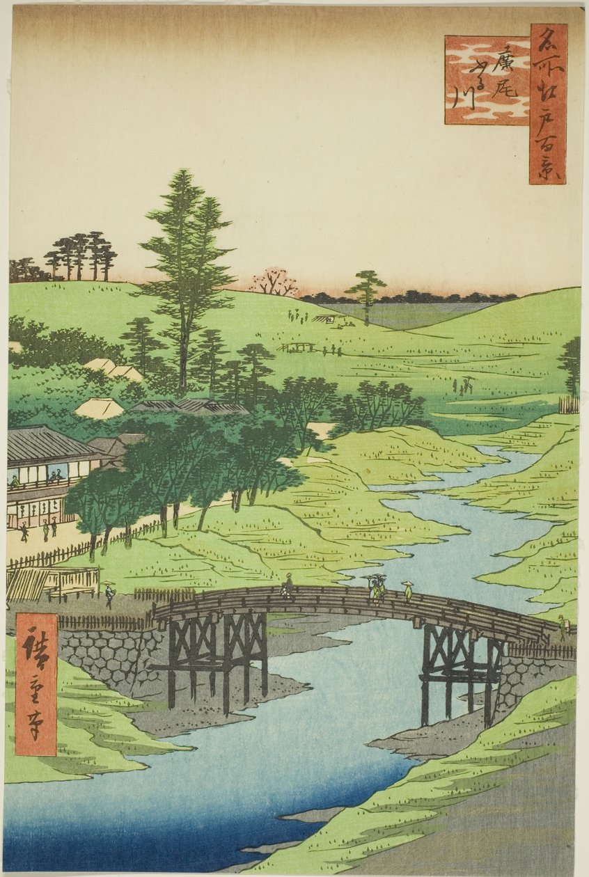 Río Furukawa, Hiroo, de la serie "Cien vistas famosas de Edo" de Utagawa Hiroshige
