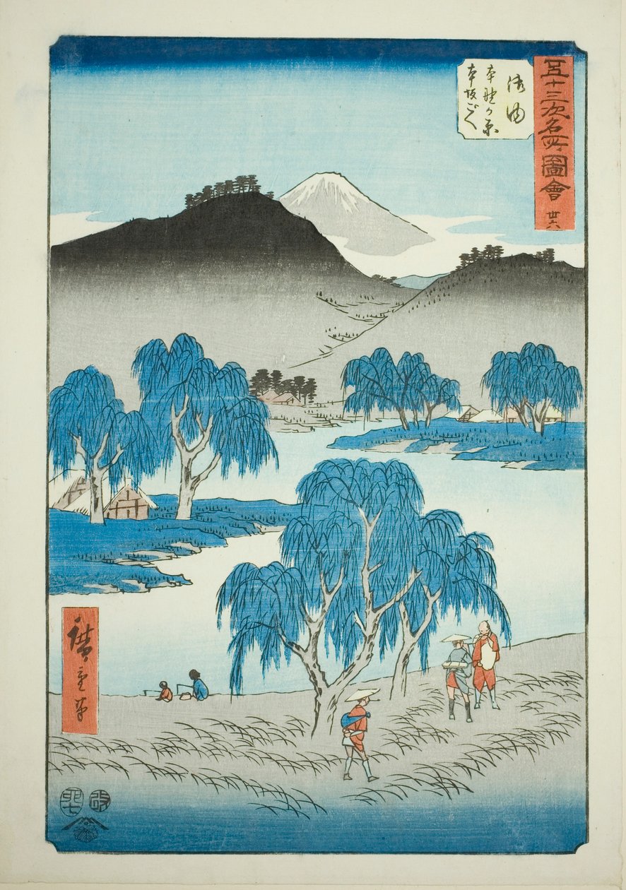 Goyu: Llanura de Motono y Paso de Motosaka, no. 36 de la serie "Vistas Famosas de las Cincuenta y Tres Estaciones" de Utagawa Hiroshige