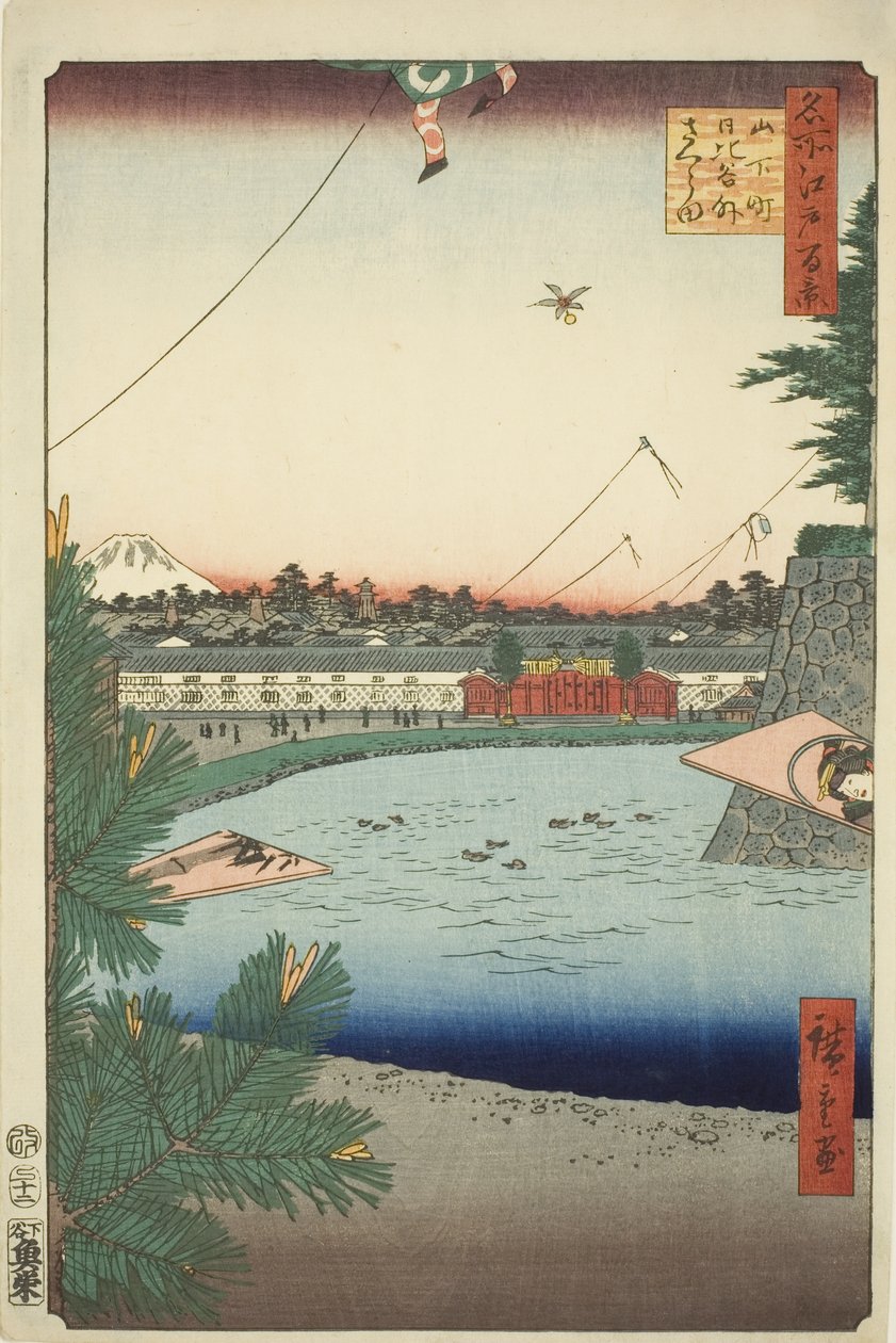 Hibiya y Soto-Sakurada desde Yamashita-cho, de la serie "Cien Vistas Famosas de Edo" de Utagawa Hiroshige