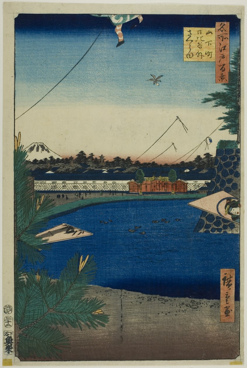 Hibiya y Soto-Sakurada de Yamashita-cho (Yamashita-cho Hibiya Soto-Sakurada), de la serie "Cien vistas famosas de Edo (Meisho Edo hyakkei)" de Utagawa Hiroshige