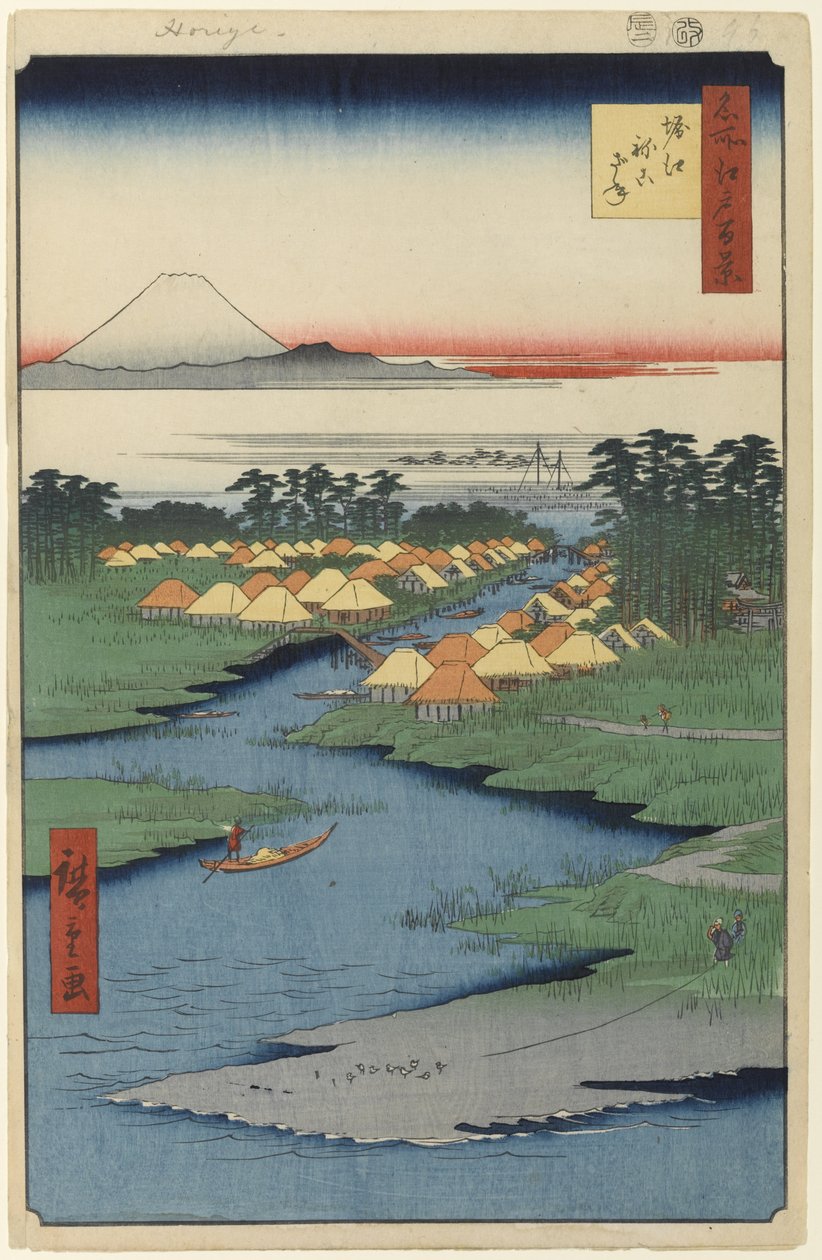 Horie y Nekozane, No.96 de Cien Vistas Famosas de Edo, 1856 de Utagawa Hiroshige
