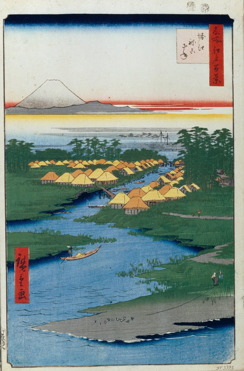 Horie y Nekozane Cien vistas famosas de Edo, 1856-1858 de Utagawa Hiroshige