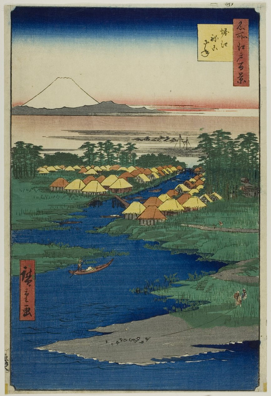 Horie y Nekozane, de la serie "Cien vistas famosas de Edo (Meisho Edo hyakkei)" de Utagawa Hiroshige