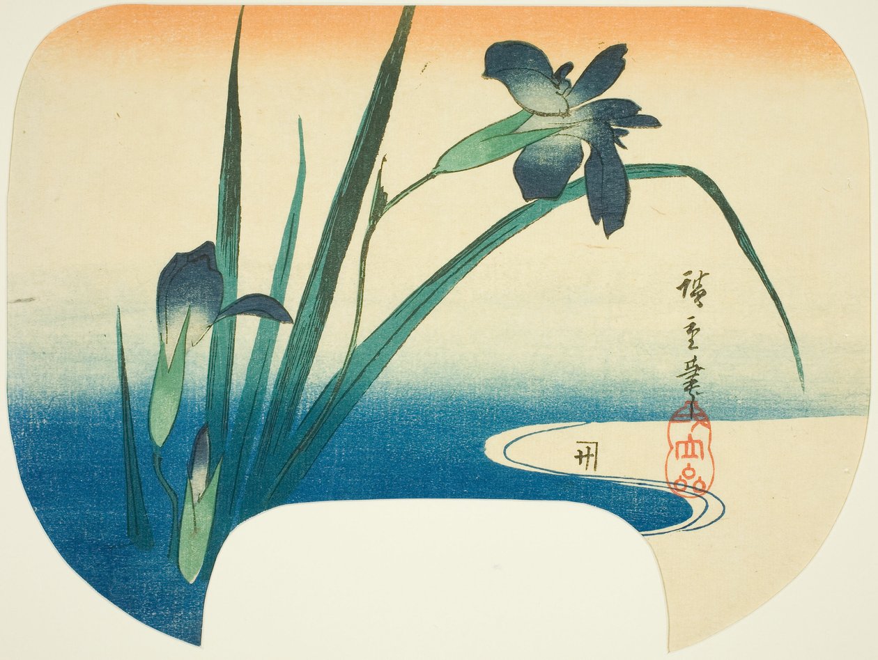 Iris y arroyo de Utagawa Hiroshige