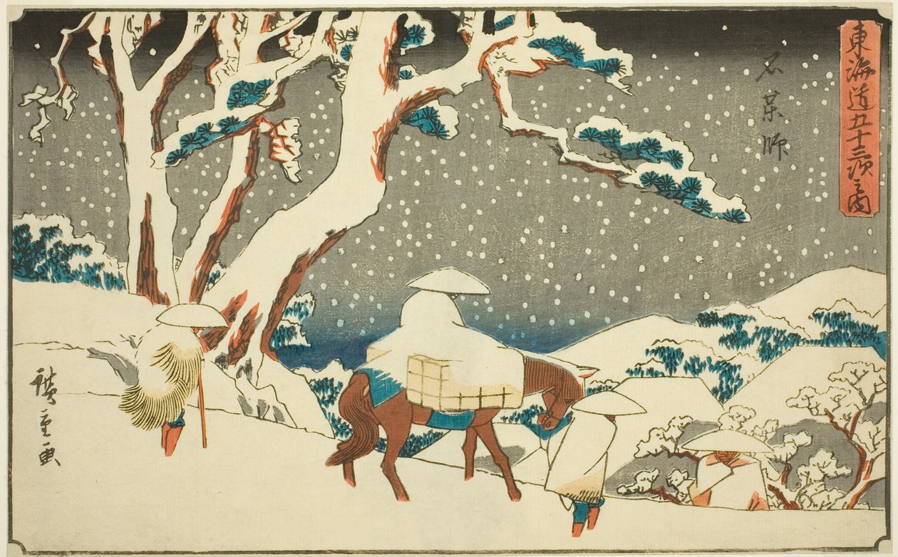 Ishiyakushi, de la serie "Cincuenta y tres Estaciones del Tokaido," también conocida como el Tokaido Gyosho de Utagawa Hiroshige