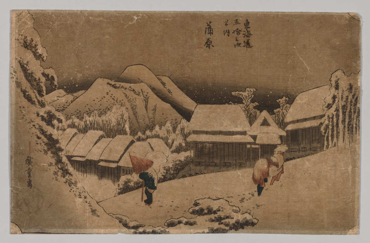 Kambara: Nieve al atardecer de Utagawa Hiroshige