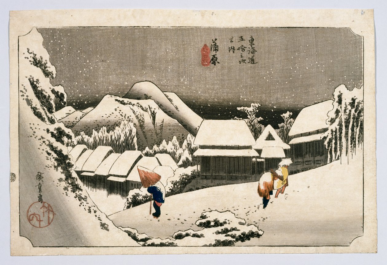Kambara, de las cincuenta y tres estaciones en la carretera de Tokaido, c.1834 o después de Utagawa Hiroshige