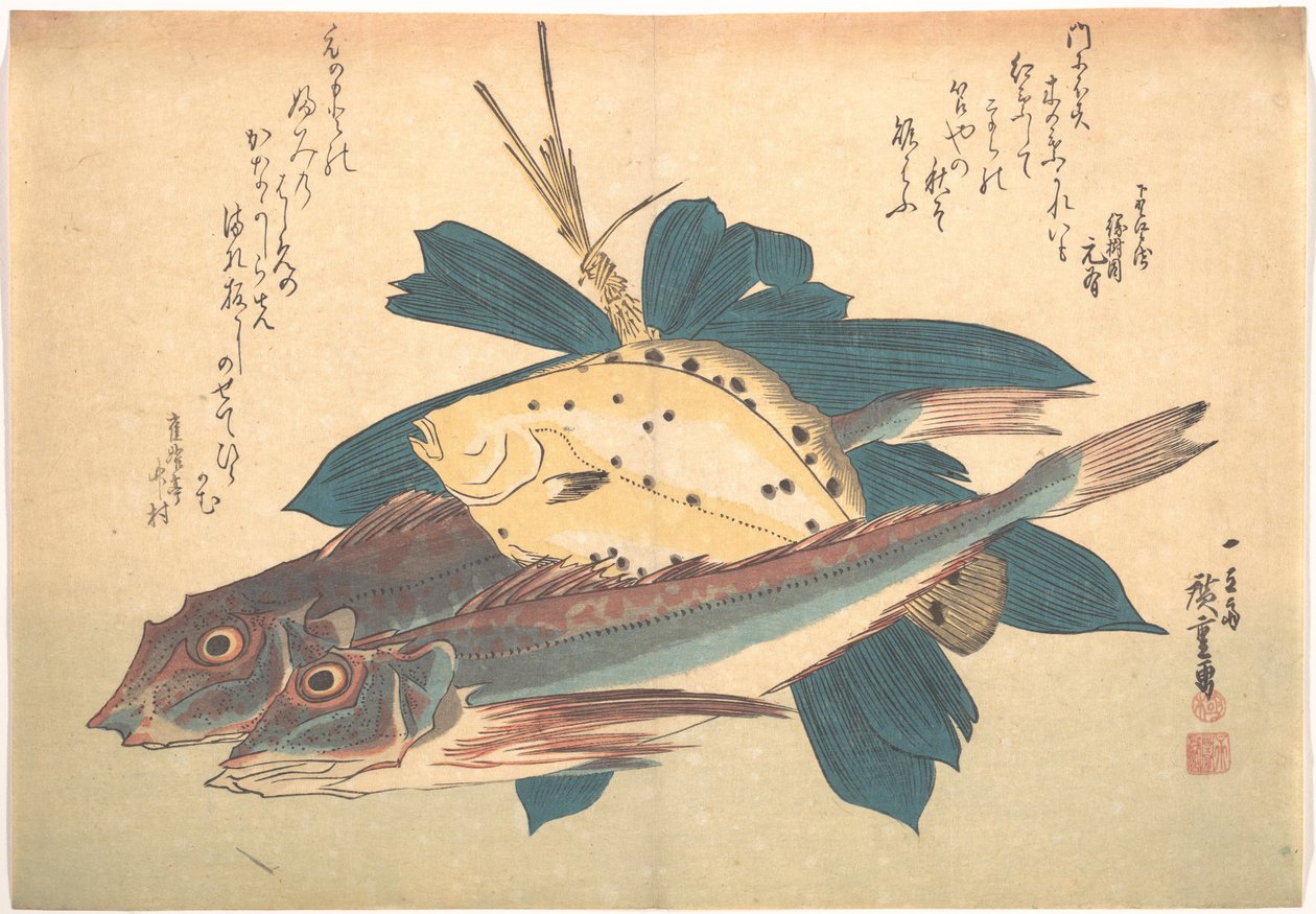Peces Kanagashira y Karei, de la serie Uozukushi (Todas las variedades de peces) de Utagawa Hiroshige