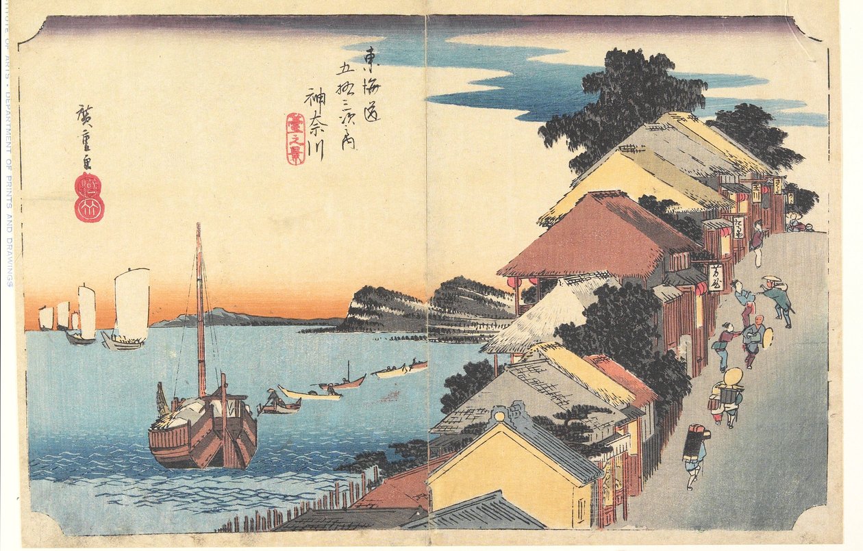 Kanagawa: Vista del terraplén de Utagawa Hiroshige