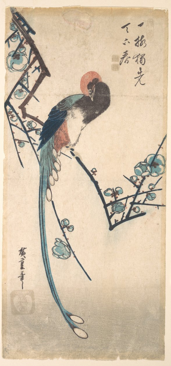 Pájaro de cola larga de Utagawa Hiroshige