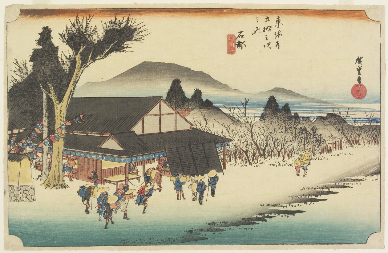 Aldea Megawa, Ishibe, c. 1833 de Utagawa Hiroshige