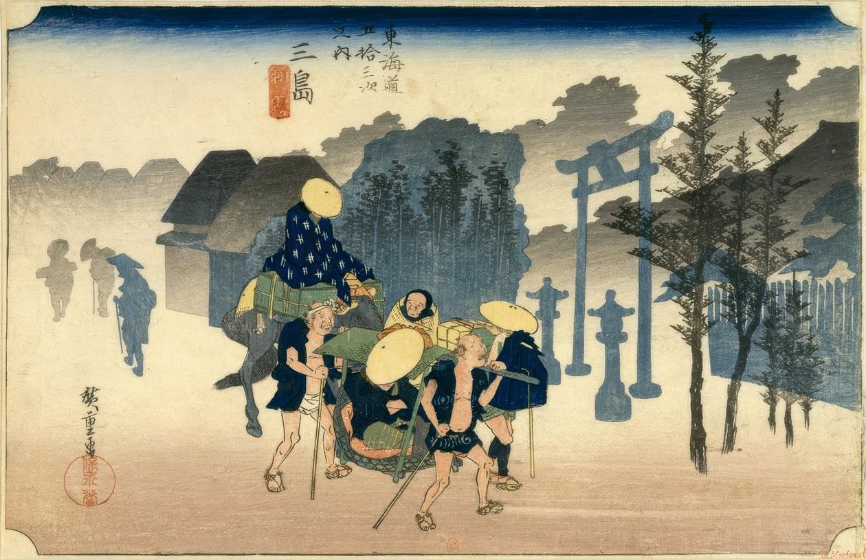 Estación Mishima 11 de Utagawa Hiroshige
