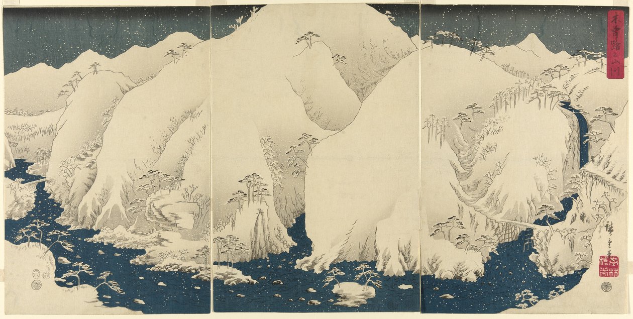 Montaña y Río en el Camino Kiso (Kisoji no yamakawa) de Utagawa Hiroshige